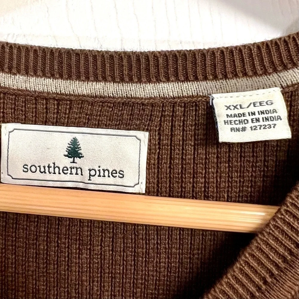 SOUTHERN PINES Cotton brown sweater vest men size XXL big and tall